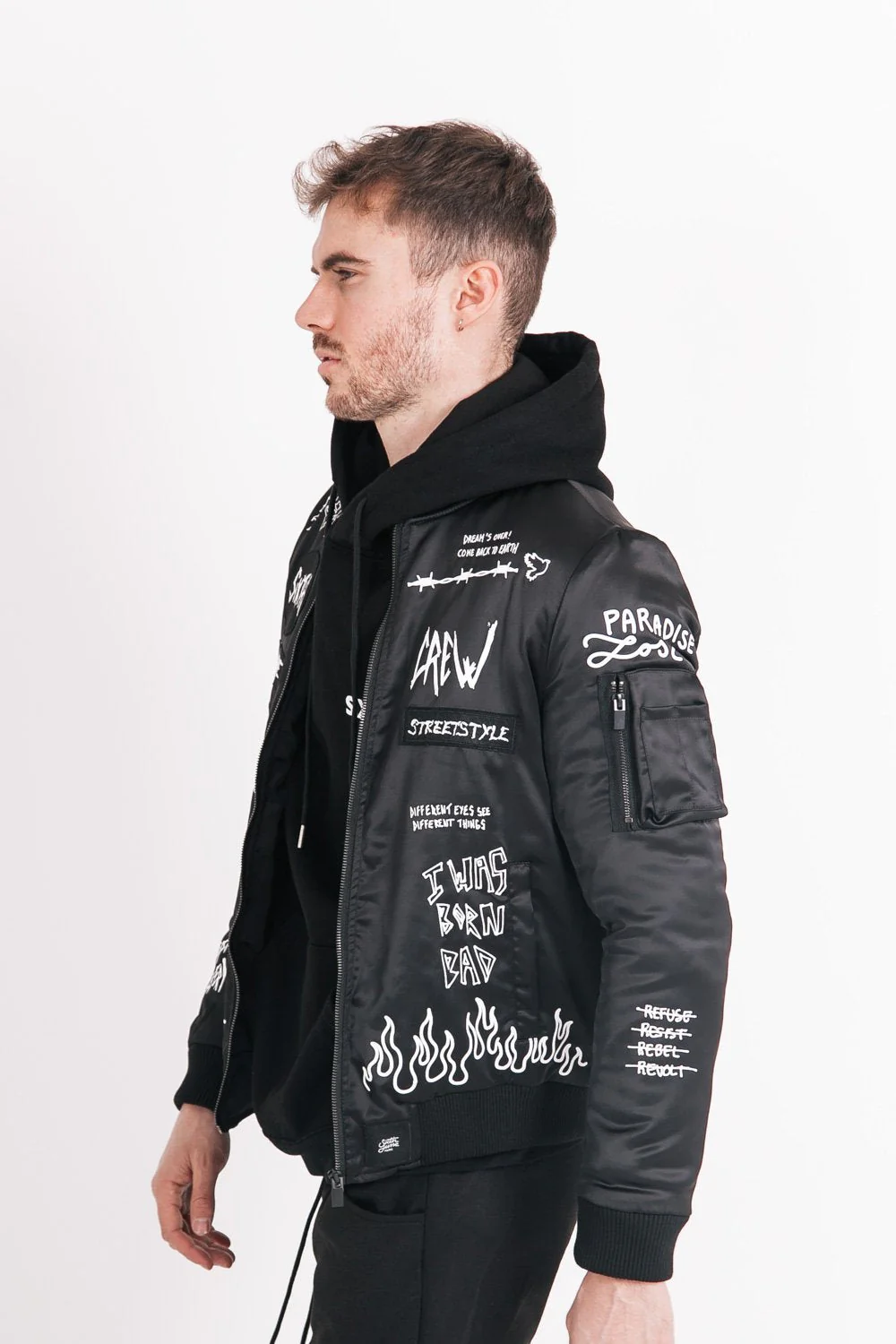 Veste patchs crew Noir - Image 4